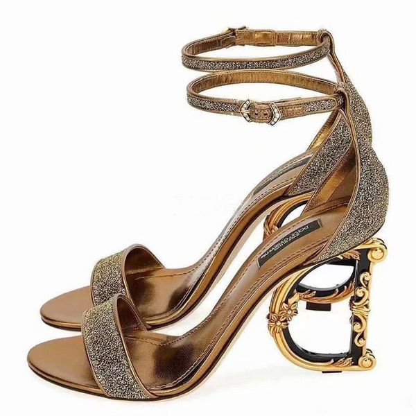 

high heels sandals for woman, genuine leather dressing pumps with d baroque & g sculpted heel sandals, Black