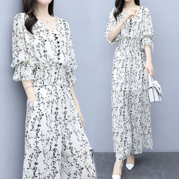 gym clothing 2021 women's summer fashion beach dress girl's two-piece cool chiffon floral casual holiday vacation, White;black
gym clothing 2021 women's summer fashion beach dress girl's two-piece cool chiffon floral casual holiday vacation, White;black