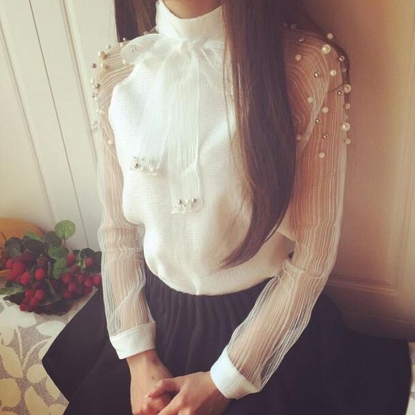 2020 white stand collar all-match chiffon shirts summer mori girls spring elegant organza bow of pearl white blouses ah889
2020 white stand collar all-match chiffon shirts summer mori girls spring elegant organza bow of pearl white blouses ah889
