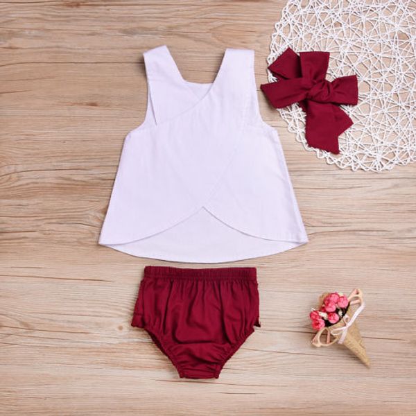 3pcs infant toddler kids baby girl clothes dress+short pants+headband outfits set, White
3pcs infant toddler kids baby girl clothes dress+short pants+headband outfits set, White