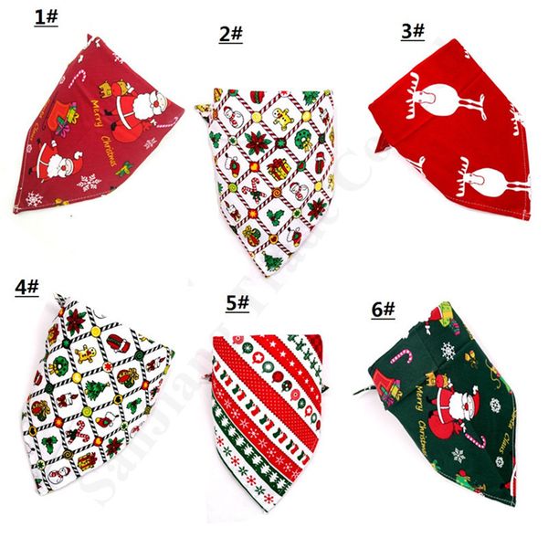 Lovely Christmas Pet Cotton Scarf Neckerchief Apparel Christmas Dog Costume Triangular Bandanas Pet Dogs Cats Grooming Supplies A110706