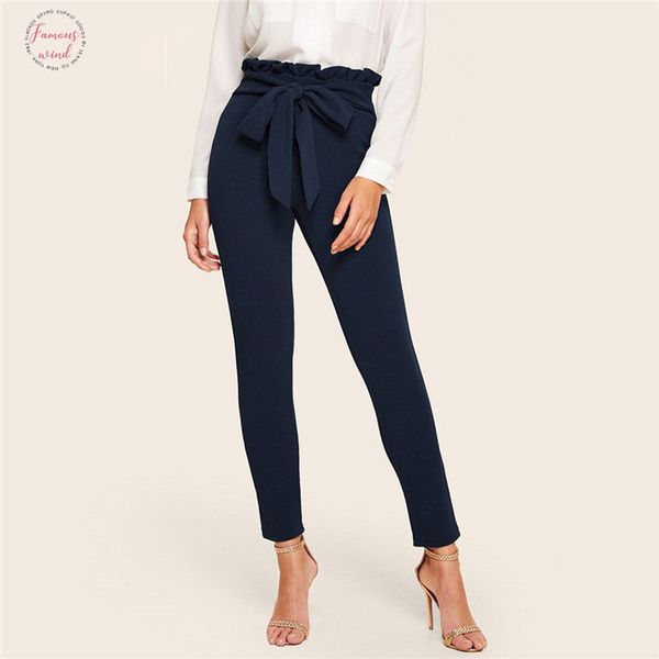 navy elegant paperbag waist belted detail solid high waist pants women fashion frill trim elastic waist carrot pants, Black;white
navy elegant paperbag waist belted detail solid high waist pants women fashion frill trim elastic waist carrot pants, Black;white