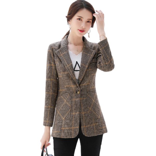 vintage office lady notched collar plaid women blazer single button spring autumn jacket casual plus size 5xl female suits coat, White;black
vintage office lady notched collar plaid women blazer single button spring autumn jacket casual plus size 5xl female suits coat, White;black