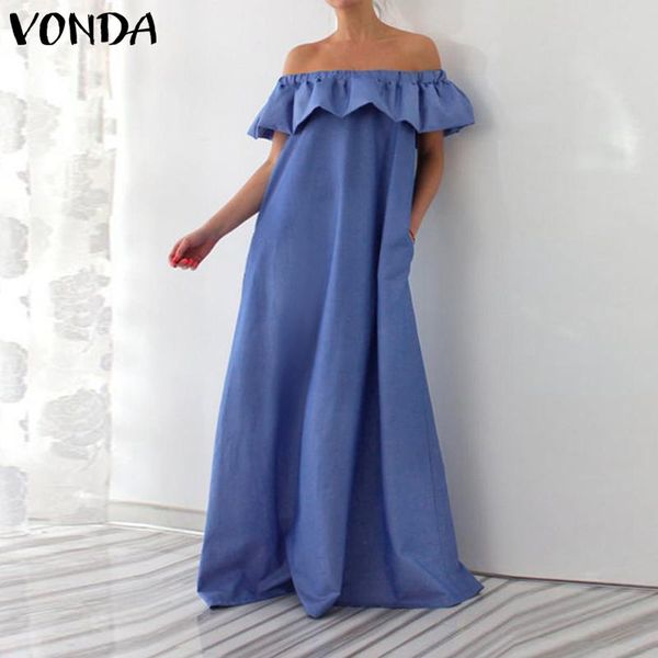 vonda plus size women maxi dress 2019 vintage off the shoulder ruffle sleeveless summer dress party floor-length vestido, Black;gray
vonda plus size women maxi dress 2019 vintage off the shoulder ruffle sleeveless summer dress party floor-length vestido, Black;gray