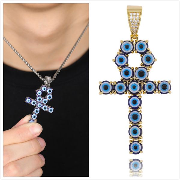 new arrival 18 gold plated blue evil cklace personalized hip hop rapper jewelry gifts for men womeneyes ankh key of life cross pendant ne, Silver
new arrival 18 gold plated blue evil cklace personalized hip hop rapper jewelry gifts for men womeneyes ankh key of life cross pendant ne, Silver