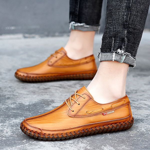 men genuine leather shoes lace up fashion casual spring vintage classic male casual for men outdoor classics flas shoes, Black
men genuine leather shoes lace up fashion casual spring vintage classic male casual for men outdoor classics flas shoes, Black