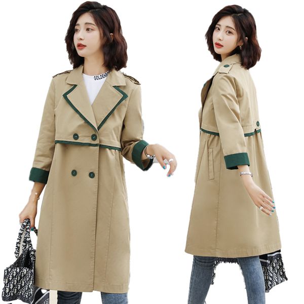 2020 spring autumn new korean fashion lapel double-breasted seven-point sleeve long windbreaker jacket female ll91, Tan;black
2020 spring autumn new korean fashion lapel double-breasted seven-point sleeve long windbreaker jacket female ll91, Tan;black