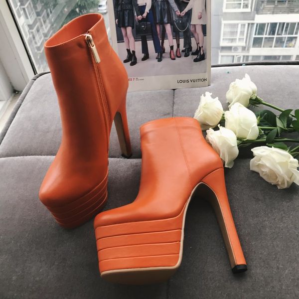 bonjean fashion women genuine leather boots round toe platform party wedding shoes woman block high heels ankle boots, Black
bonjean fashion women genuine leather boots round toe platform party wedding shoes woman block high heels ankle boots, Black