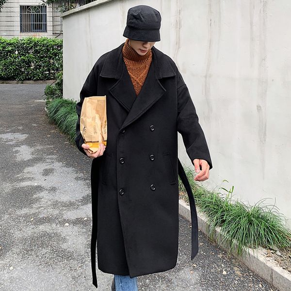 2019 autumn and winter new korean version of the college wind couple solid color casual long trench coat, Black
2019 autumn and winter new korean version of the college wind couple solid color casual long trench coat, Black