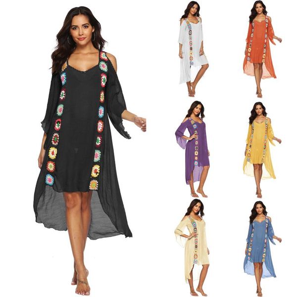 dedicated crochet characteristics splicing off-the-shoulder irregular beach blouse dress female multi-color, White;black
dedicated crochet characteristics splicing off-the-shoulder irregular beach blouse dress female multi-color, White;black
