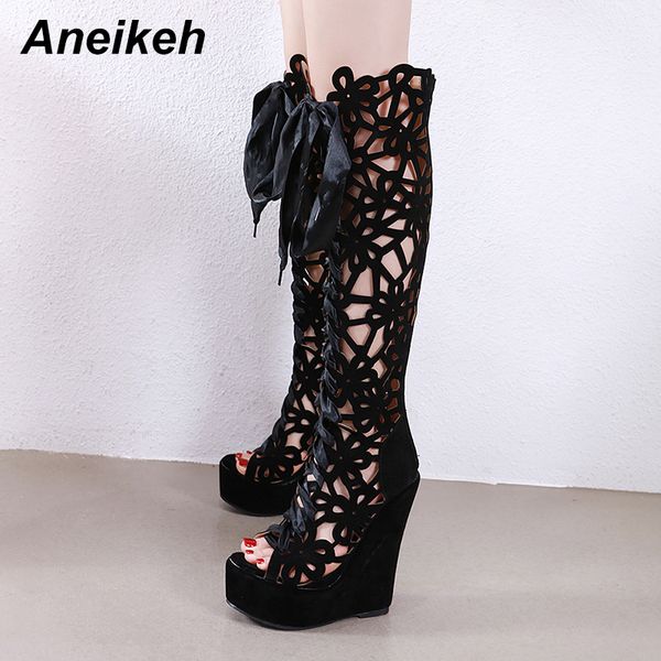 aneikeh 2019 new mature flock peep toe zipper women's boots hollow out dance party wedges high heel shoes solid black size 35-42
aneikeh 2019 new mature flock peep toe zipper women's boots hollow out dance party wedges high heel shoes solid black size 35-42
