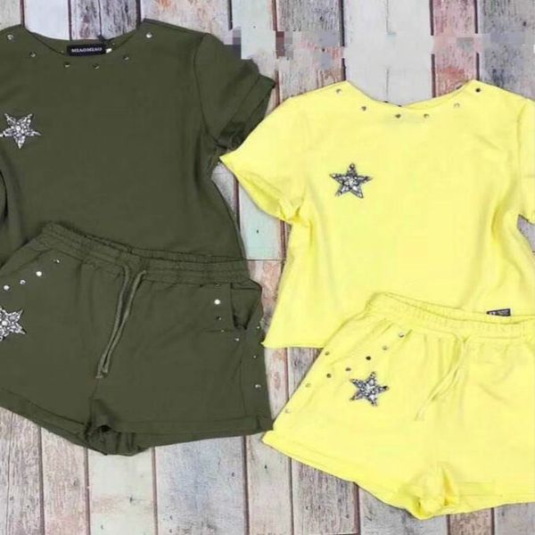 summer new women's casual two-piece suit 2019 summer short-sleeved rivets sequins round neck shirt and shorts 2 piece set, White
summer new women's casual two-piece suit 2019 summer short-sleeved rivets sequins round neck shirt and shorts 2 piece set, White