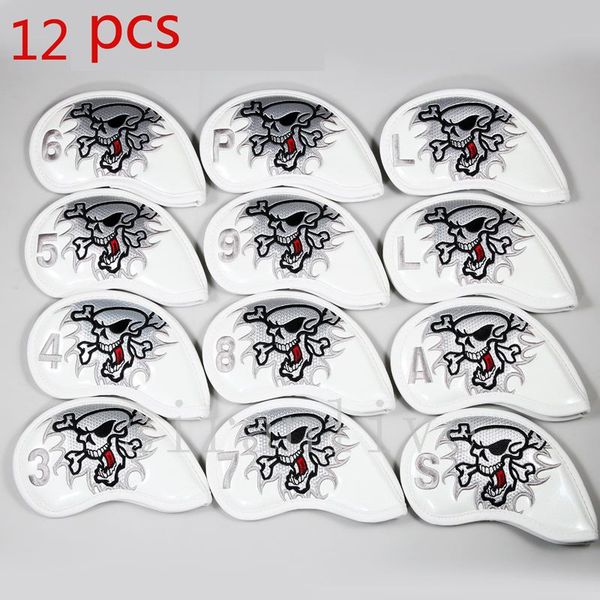 12pcs/set golf iron headcover iron club covers set skull head cover 4 colors