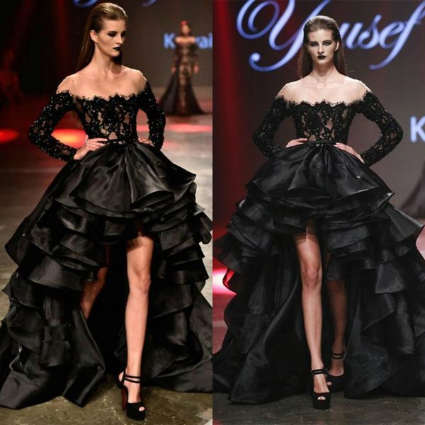 charming black prom dresses long sleeve lace beads ruffles organza tiered skirts high low evening gowns formal party dress abendkleider
charming black prom dresses long sleeve lace beads ruffles organza tiered skirts high low evening gowns formal party dress abendkleider