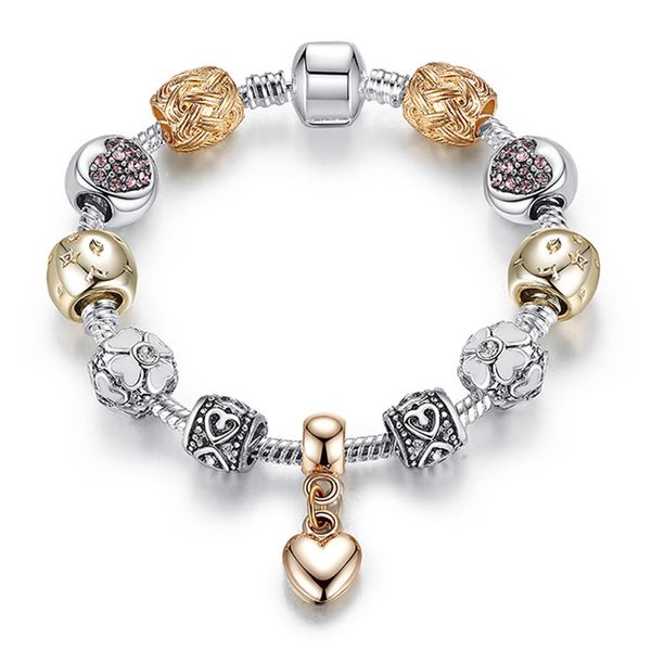 silver gold plated flower bracelets girls pan dora design star love heart shaped crystal beads charms bangles fashion diy jewelry for women, Golden;silver
silver gold plated flower bracelets girls pan dora design star love heart shaped crystal beads charms bangles fashion diy jewelry for women, Golden;silver