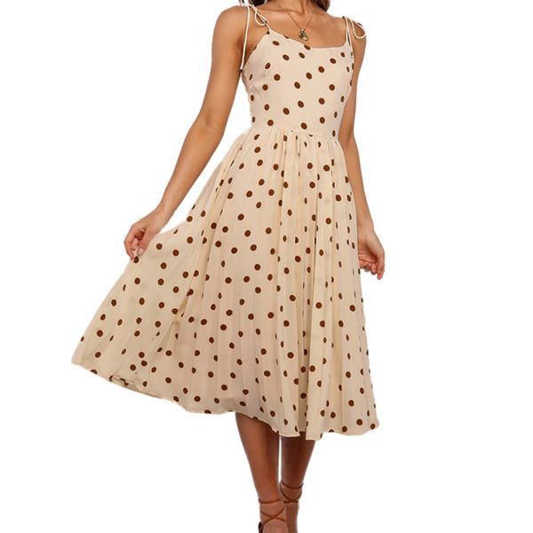 ladies sleeveless dress casual beach dresses holiday bodycon office midi dress elegant strap polka dot women dresses, Black;gray
ladies sleeveless dress casual beach dresses holiday bodycon office midi dress elegant strap polka dot women dresses, Black;gray