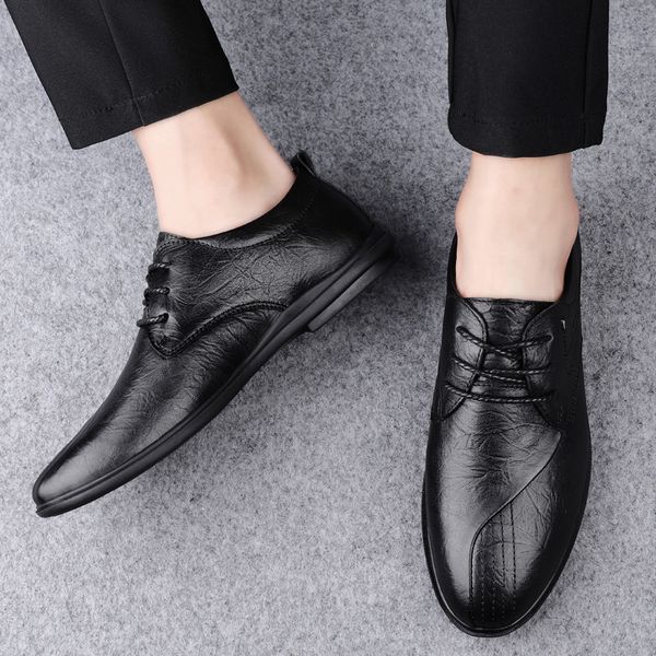 men real leather shoes lace up casual shoes dress vintage classic male casual busine leather flats black brown footwear *
men real leather shoes lace up casual shoes dress vintage classic male casual busine leather flats black brown footwear *