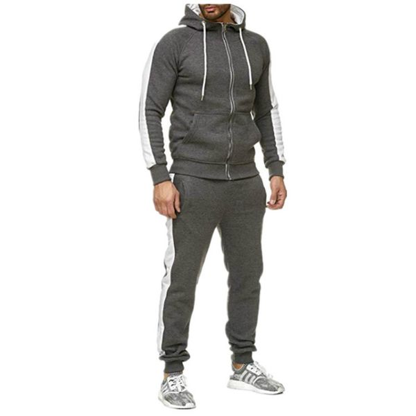 men casual tracksuits solid color clothing set hoodie + pant stitching tracksutis mens tight sport style clothing high quality, Gray
men casual tracksuits solid color clothing set hoodie + pant stitching tracksutis mens tight sport style clothing high quality, Gray