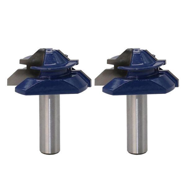 2 pieces 1/2 inch shank 45-degree lock miter router bits wood milling cutter