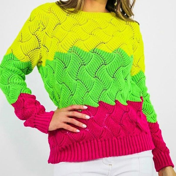 2019 autumn winter new knitted sweater women fashion rainbow loose patchwork o-neck sweaters, White;black
2019 autumn winter new knitted sweater women fashion rainbow loose patchwork o-neck sweaters, White;black