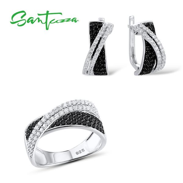 santuzza jewelry set for women luxury sparkling black white cz ring earrings set authentic 925 sterling silver fashion jewelry cx200623, Slivery;golden
santuzza jewelry set for women luxury sparkling black white cz ring earrings set authentic 925 sterling silver fashion jewelry cx200623, Slivery;golden