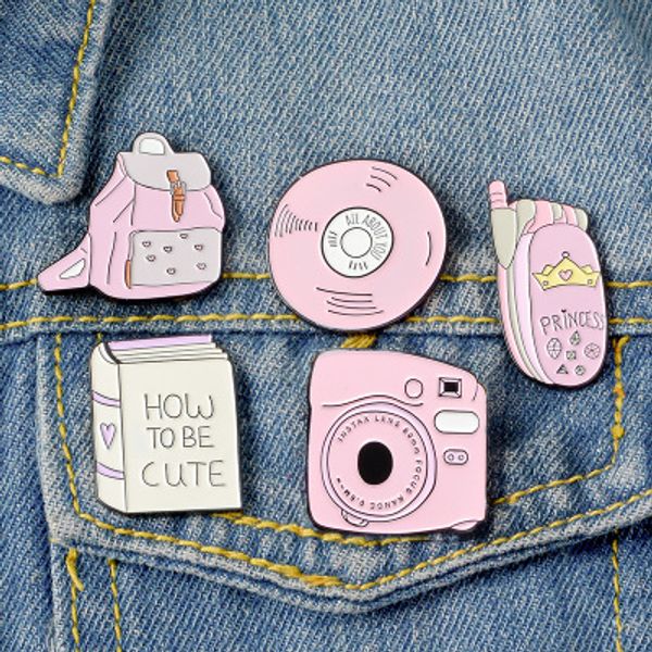 backpack book camera mobile phone cd enamel pin custom badges pink girl brooches lapel pins denim shirt collar jewelry gift kids, Gray
backpack book camera mobile phone cd enamel pin custom badges pink girl brooches lapel pins denim shirt collar jewelry gift kids, Gray