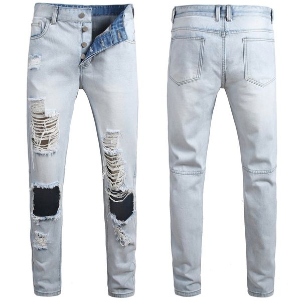 fashion casual jeans men's casual denim straight hole jeans multi-button trousers long pant men's clothing drop shipping, Blue
fashion casual jeans men's casual denim straight hole jeans multi-button trousers long pant men's clothing drop shipping, Blue