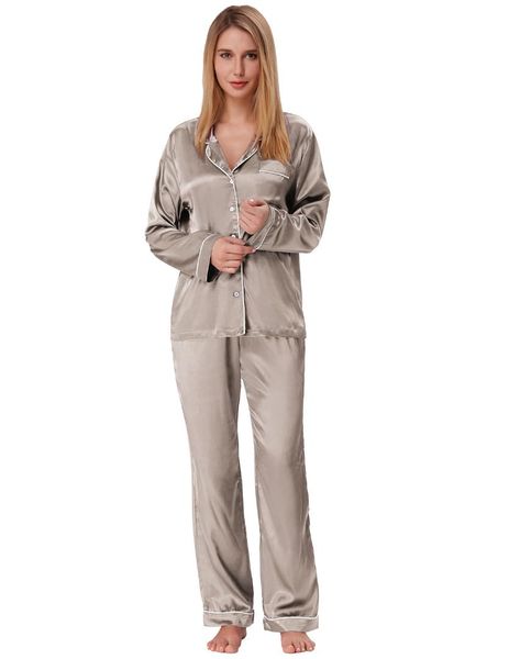 pants women lingerie smooth satin pajamas lounge sets button placket sleepwear +pants, Black;red
pants women lingerie smooth satin pajamas lounge sets button placket sleepwear +pants, Black;red