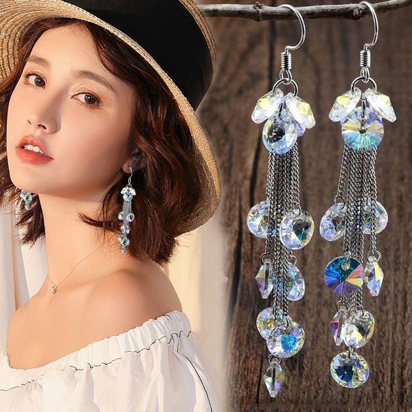 18bre elegant wedding earrings for brides tassel long water drops jewelry women colourful crystal charm dangle earrings, Golden
18bre elegant wedding earrings for brides tassel long water drops jewelry women colourful crystal charm dangle earrings, Golden