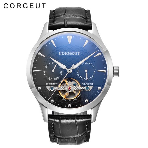 corgeut 44mm domed glass watch clock fashion brand mechanical black dial leather strap date&day mens automatic watch, Slivery;brown
corgeut 44mm domed glass watch clock fashion brand mechanical black dial leather strap date&day mens automatic watch, Slivery;brown