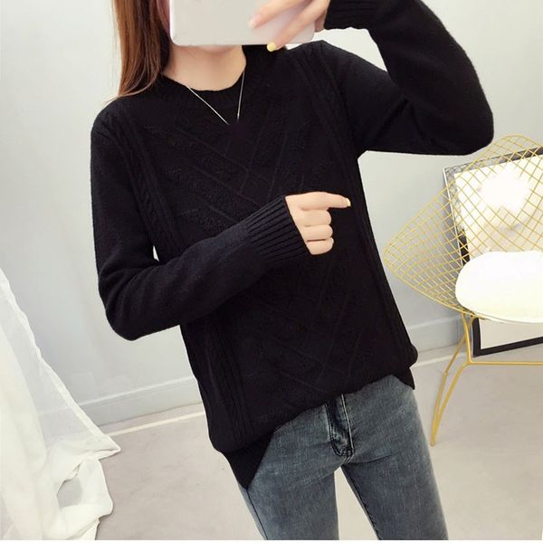 2019 fashion women twist sweater o-neck long sleeved knit sweater solid color female casual pullovers, White;black
2019 fashion women twist sweater o-neck long sleeved knit sweater solid color female casual pullovers, White;black