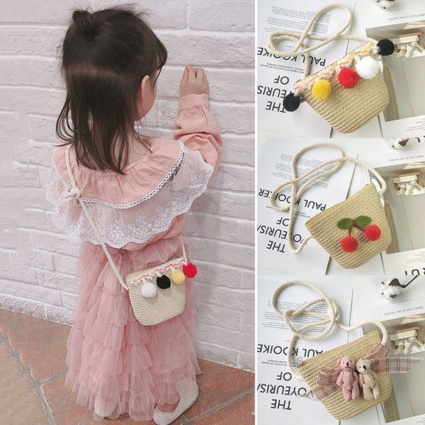children girl straw shoulder crossbody bag cute portable for summer beach money bs88, White
children girl straw shoulder crossbody bag cute portable for summer beach money bs88, White