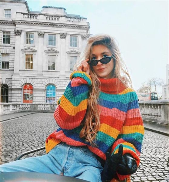 rainbow turtleneck sweaters women winter jumpers knitted clothes fashion striped oversized pullover loose female winter clothing, White;black
rainbow turtleneck sweaters women winter jumpers knitted clothes fashion striped oversized pullover loose female winter clothing, White;black