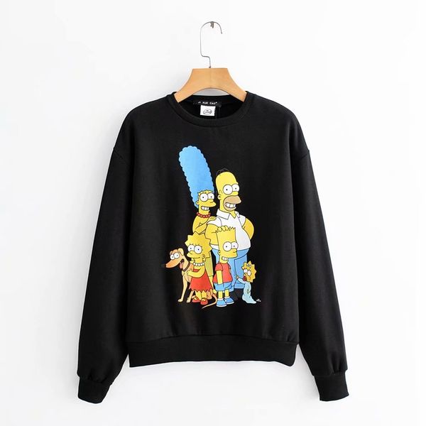 2019 autumn and winter new style casual versatile women's simpsons printing plus velvet hoodie, Black
2019 autumn and winter new style casual versatile women's simpsons printing plus velvet hoodie, Black