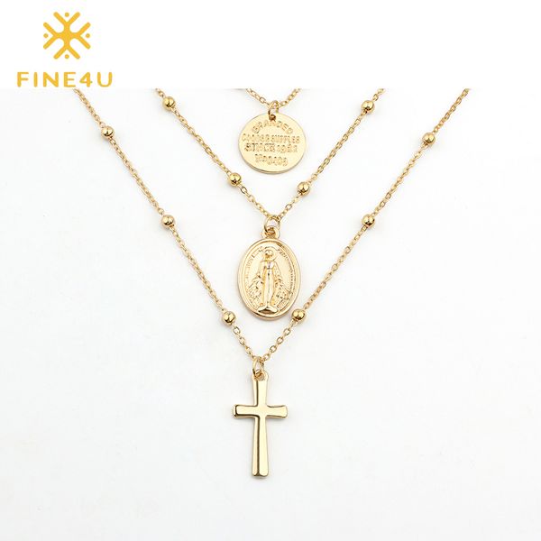 fine4u n269 multi-layer cross virgin mary pendant necklaces stainless steel beads necklace crucifix rosary jewelry, Silver
fine4u n269 multi-layer cross virgin mary pendant necklaces stainless steel beads necklace crucifix rosary jewelry, Silver