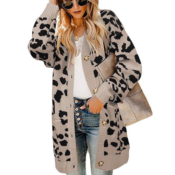 2019 fashion womens long sleeves open front leopard print button down knitted sweater cardigan coat outwear with pockets, White;black
2019 fashion womens long sleeves open front leopard print button down knitted sweater cardigan coat outwear with pockets, White;black