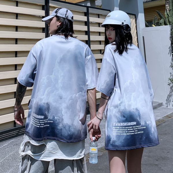 national tide sky blank cloud digital printing short-sleeved t-shirt men's tide brand girls net red oversize loose half sleeves, White;black
national tide sky blank cloud digital printing short-sleeved t-shirt men's tide brand girls net red oversize loose half sleeves, White;black