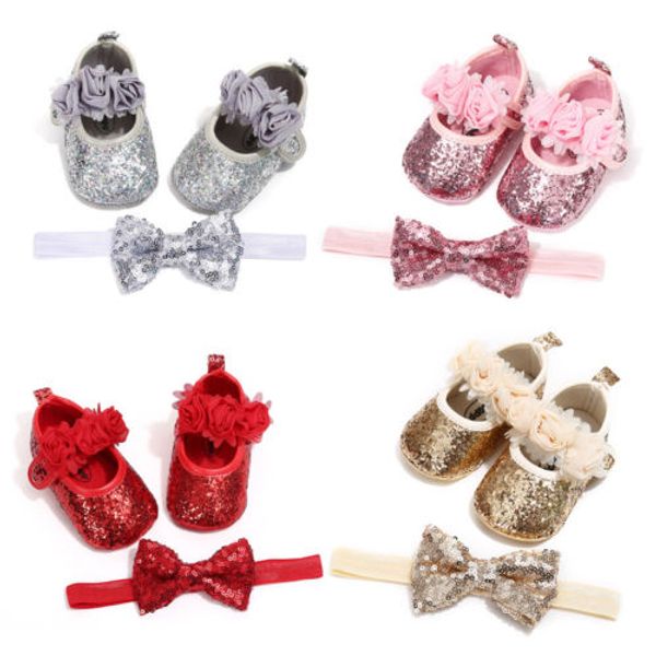 first walkers born baby girl sequins glitter crib shoes+hairband soft sole shoes prewalker
first walkers born baby girl sequins glitter crib shoes+hairband soft sole shoes prewalker