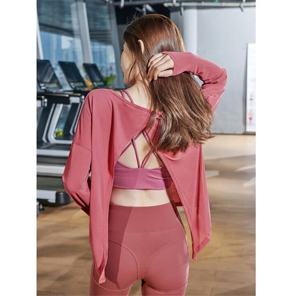 yoga outfits back split t shirt women gym sport breathable loose long sleeve fitness running tee femme, White;red
yoga outfits back split t shirt women gym sport breathable loose long sleeve fitness running tee femme, White;red