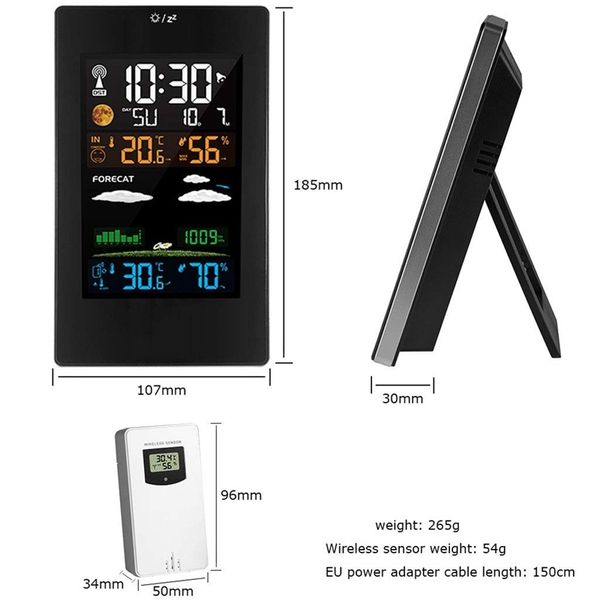 wireless weather station, digital forecast station indoor outdoor thermometer with remote sensor, clock, trend, temperature and other clocks
wireless weather station, digital forecast station indoor outdoor thermometer with remote sensor, clock, trend, temperature and other clocks