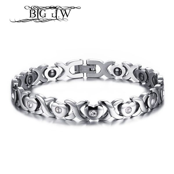 big j.w silver color heart shape health care bracelet for women men stainless steel link chain bracelet magnetic therapy jewelry, Golden;silver
big j.w silver color heart shape health care bracelet for women men stainless steel link chain bracelet magnetic therapy jewelry, Golden;silver