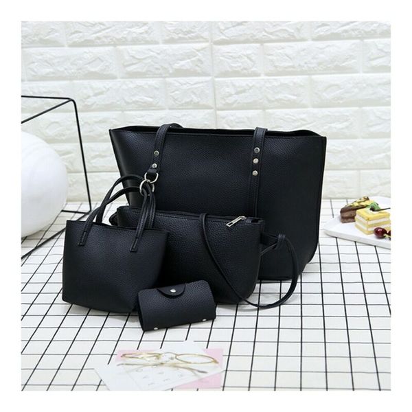 4pcs women fashion leather handbag bag for lady tote female purse shoulder bag tote messenger satchel set black bag
4pcs women fashion leather handbag bag for lady tote female purse shoulder bag tote messenger satchel set black bag