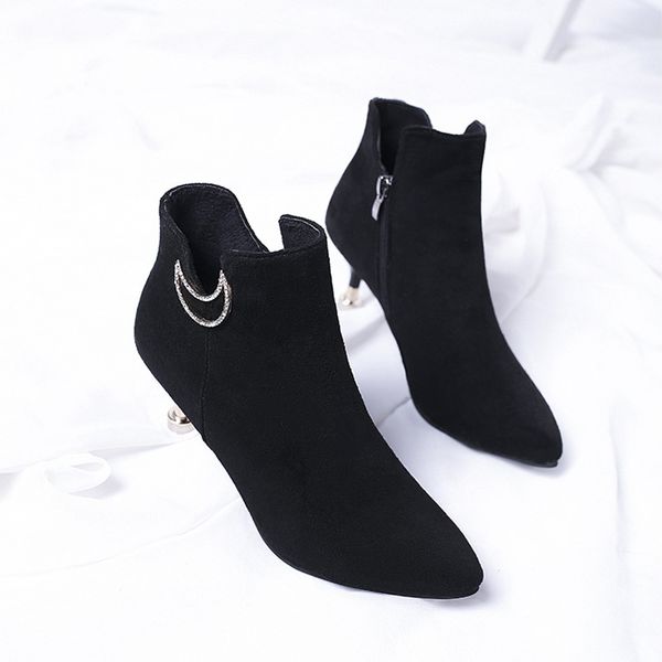 2019 autumn winter new women heel pumps side zipper short pointed toe suede fashion boots female stiletto heel women's shoes, Black
2019 autumn winter new women heel pumps side zipper short pointed toe suede fashion boots female stiletto heel women's shoes, Black