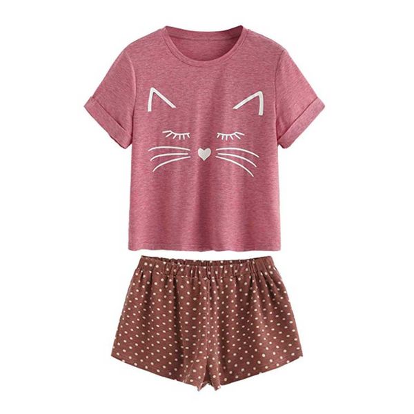women's pajamas casual cat shorts short sleeve t-shirt sleepwear nightwear set pijama mujer invierno women sleepwear, Blue;gray
women's pajamas casual cat shorts short sleeve t-shirt sleepwear nightwear set pijama mujer invierno women sleepwear, Blue;gray