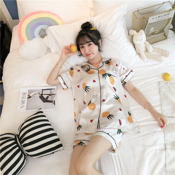 women's satin pajamas summer short-sleeved two-piece cardigan home suit lapel pijama femme plus size pajamas cute sleepwear set, Black;red
women's satin pajamas summer short-sleeved two-piece cardigan home suit lapel pijama femme plus size pajamas cute sleepwear set, Black;red