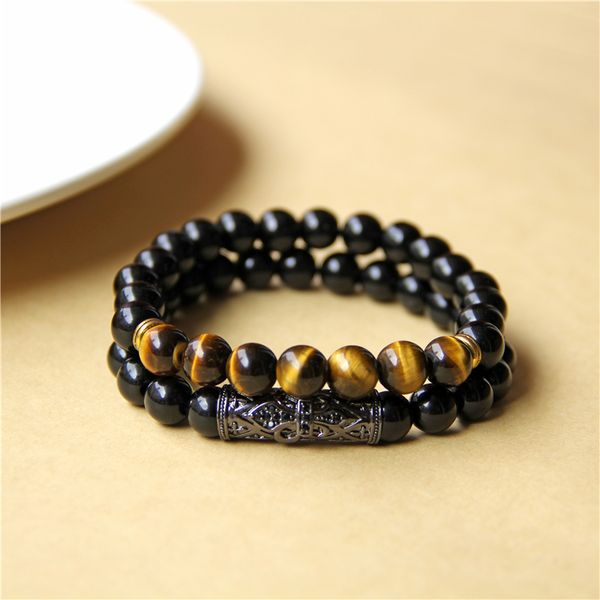 2019 fashion 2pcs tiger eye men bracelet micro-inlaid zircon cz beaded bracelets homme pulseras mujer male accessories, Black
2019 fashion 2pcs tiger eye men bracelet micro-inlaid zircon cz beaded bracelets homme pulseras mujer male accessories, Black