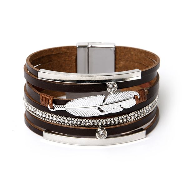 feather wrap bracelet for women multilayer bohemian silver leaf charm bangle cuff genuine leather fashion gift jewelry black brown colors, Golden;silver
feather wrap bracelet for women multilayer bohemian silver leaf charm bangle cuff genuine leather fashion gift jewelry black brown colors, Golden;silver