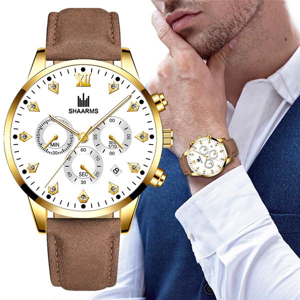 shaarms brand multifunctional quartz watch leather watch sports fashion casual gold leather waterproof, Slivery;brown
shaarms brand multifunctional quartz watch leather watch sports fashion casual gold leather waterproof, Slivery;brown