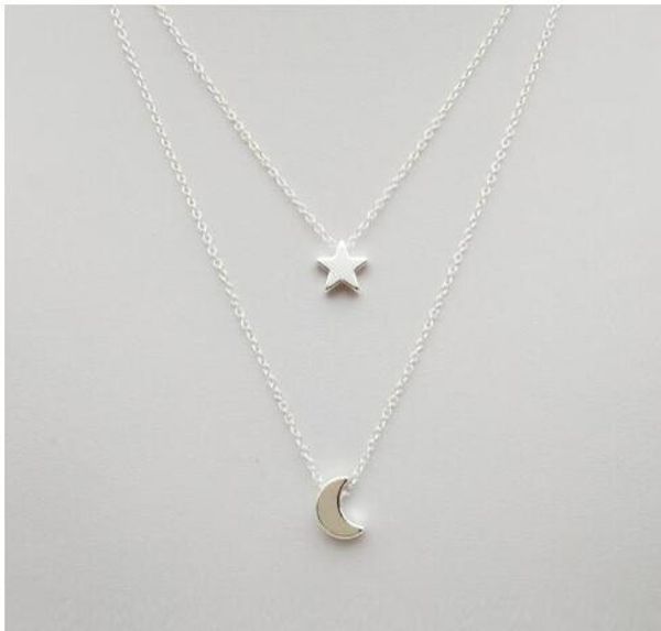 star moon double clavicle chain necklaces for women personality pendant necklaces sweater chain beach long necklace female, Silver
star moon double clavicle chain necklaces for women personality pendant necklaces sweater chain beach long necklace female, Silver