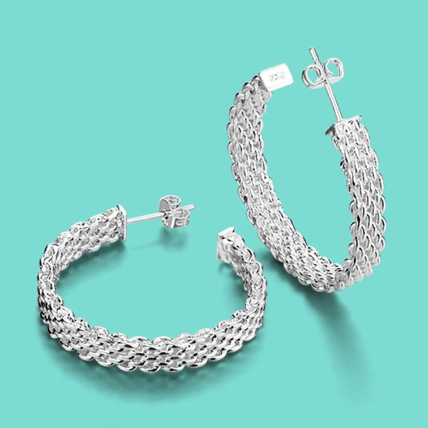 female 925 sterling silver earrings trendy round design solid tremella nail women's charm jewelry argent bijoux ing